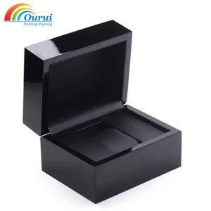 Packaging Box Gift Box with Lid High Gloss Wooden Luxury Custom Logo Credit Card <b>Black</b> Watch Wood <b>Boxes</b> - Product Image 1