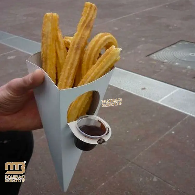 Бумажный держатель для картофеля фри, ресторанная коробка Churros для магазина быстрого питания, фритюрницы с соусом