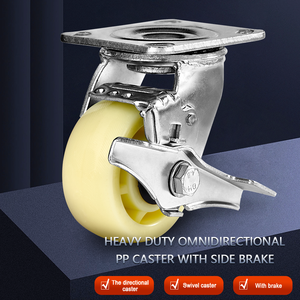 Preço por atacado 6 Polegada 150 <span class=keywords><strong>mm</strong></span> <span class=keywords><strong>Heavy</strong></span> <span class=keywords><strong>Duty</strong></span> Rodízio Branco PP Roda Duplo Freio Castor Roda - Product Image 2