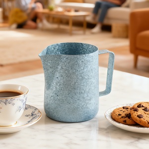 Metal Retro Design Durable Titanium <b>Milk</b> Frother Pitcher 350ml/600ml Coffee Jug - Product Image 1