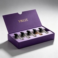 Boîte en papier rigide pour kit de découverte de parfums 5 pièces, flacons vaporisateurs 2ml/3ml/5ml/10ml, emballage cadeau en papier de qualité supérieure pour la Saint-Valentin