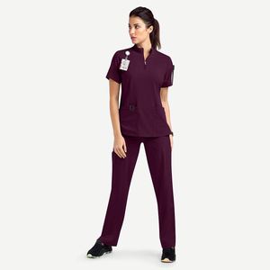Uniformes de Enfermería Personalizados con Logotipo de Fábrica al por Mayor, Conjuntos de Uniformes para Salón de Belleza, Dentista, Hospital Veterinario, con Bolsillo con Cierre y Tela Elástica Suave para Mujer - Product Image 4