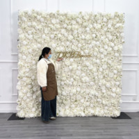 DKB putih Dahlia mawar bunga Hydrangea dinding latar belakang kedai kopi bunga dekorasi dinding modis karangan bunga dekorasi