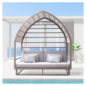 Boat Shape Aluminum Sunbed <strong>With</strong> <strong>Canopy</strong> Hotel Garden Unique Sun Bed Sunproof Beach Resort Pool <strong>Outdoor</strong> <strong>Daybed</strong> - Product Image 1