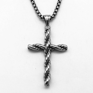 Yunnique – collier avec pendentif croix torsadée, en acier inoxydable, bijoux unisexes, design géométrique, TGHP-PC0869 - Product Image 5