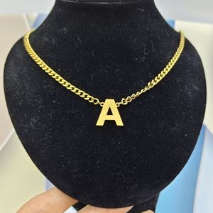 Collar con Colgante de Letras de la A a la Z, Chapado en Oro de 18K, Cadena Cubana Plana y Gruesa, Joyería para Mujer - Product Image 4