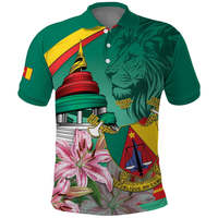 Polo pour homme Jour National du Cameroun, Motif Monument de la Réunification du Cameroun, Fleurs de lys, 66e Jour de l'Indépendance du Cameroun