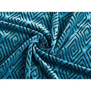Wholesale blau grid strick 4 way stretch samt seide burnout stoff für kleid