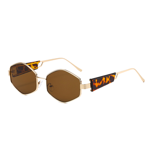 New Metal Light Weight UV400 <b>Square</b> Full Rim Fashion Personalized Diamond Gold Colored Outdoor Beach <b>Sunglasses</b> - Product Image 1