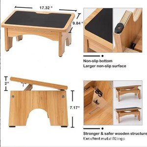 Creative wooden toilet <b>stool</b>, <b>bathroom</b> footstool for pregnant women and the elderly, household toilet seat, solid wood - Product Image 2