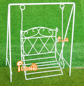 Iland Dollhouse Miniature Garden Furniture Metal <strong>Swing</strong> for <strong>Doll</strong> House Courtyard Outdoor Decoration - Product Image 3