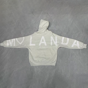 Sweat-shirt à capuche unisexe surdimensionné en molleton avec logo personnalisé, épaules tombantes, imprimé grande lettre au dos, style streetwear pour <span class=keywords><strong>femme</strong></span> - Product Image 5