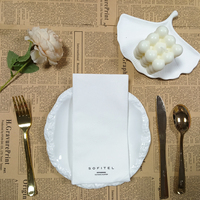 Serviettes jetables en papier Airlaid 1 pli, sans peluches, effet lin, pour dîner, avec impression de logo personnalisé, pour mariage et hôtel