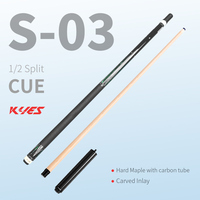Queue de billard KYES Pro 147 cm, fût en érable dur 1/2, joint en acier inoxydable, poignée en cuir texturé, haute qualité, 19 oz/20 oz, pour billard à neuf boules