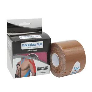 Cinta de kinesiología de 25cm de color personalizado de fábrica, cinta kinésica resistente para deportes para músculos