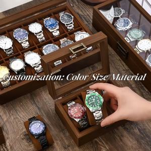 맞춤 로고 프린팅 제작, 럭셔리 디자인 시계 디스플레이 보관함, 12구 월넛 티크 원목 시계 박스 - Product Image 2