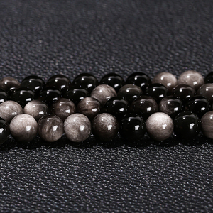 JD GEMS 4/6/8/10/12/14mm Pietre Preziose All'Ingrosso 5A 7A Pietra Naturale Perle Distanziatrici Sciolte Rotonde Lisce di <span class=keywords><strong>Ossidiana</strong></span> Argentata per <span class=keywords><strong>Gioielli</strong></span> - Product Image 2