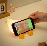 Mini veilleuse de canard plat en silicone souple pour enfant, accessoire de dessin animé