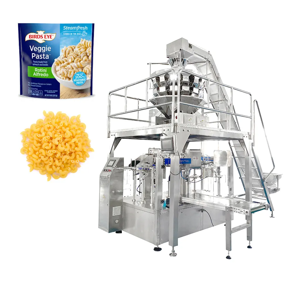 Máquina automática multicabezal de grano, máquina doypack de avena laminada orgánica, máquina de envasado de pasta en bolsas prefabricadas