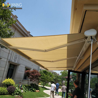 Auvent rétractable à cassette intégrale robuste, fixation murale extérieure, structure en alliage d'aluminium, protection anti-UV, auvent de terrasse avec éclairage LED en option