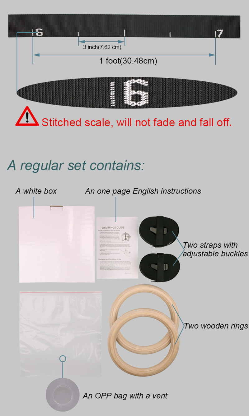 Professional Customized Wood Gymnastics Rings Exercise Training Rings