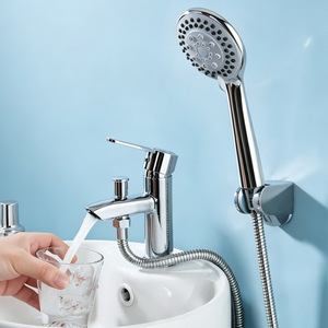 Single Handle Basin Faucet With Pull Out <b>Spray</b> Deck <b>Mounted</b> Ceramic Valve Core For Washbasin Bathroom Use - Product Image 2
