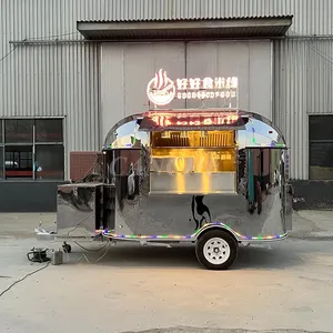 Chariot de restauration mobile en acier inoxydable populaire en Allemagne pour la vente de glaces et de café, idéal pour la cuisine de rue et les événements. - Product Image 1