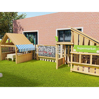 Maison de jeu de rôle de supermarché extérieur Moetry Équipement de jeu en bois naturel pour garderie d'enfants Arrière-cour