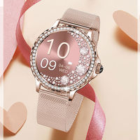 Reloj Inteligente TSSD NX19 para Mujer, con Diamantes Metálicos, Multilingüe, Resistente al Agua IP68, Llamadas Bluetooth, Música, Correo Electrónico