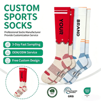 Chaussettes de compression pour le ski d'hiver pour jeunes, antidérapantes, mélange de spandex, logo personnalisé, chaussettes thermiques mi-hautes pour le ski et le basketball