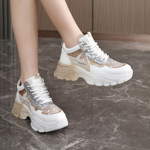 LYKU QR8961 Zapatos Deportivos Casuales con Cordones para Mujer, Diseño de Malla con Suela Gruesa, Transpirables, Ligeros, Antiolor, de PU, para Otoño - Product Image 4