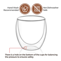 Tasse à thé en verre à double paroi isolée avec logo personnalisé, verre borosilicate, mug à double paroi sans poignée