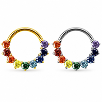 Cincin Hidung Titanium Zirkon ASTM F136 Berlapis Emas 24K untuk Pernikahan OEM ODM Grosir 9 Warna Multi-Cubic Zirconia