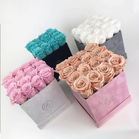 Boîtes à fleurs carrées en papier personnalisées en gros pour la Saint-Valentin, boîtes en carton carrées pour fleurs, emballages cadeaux pour bouquets de roses