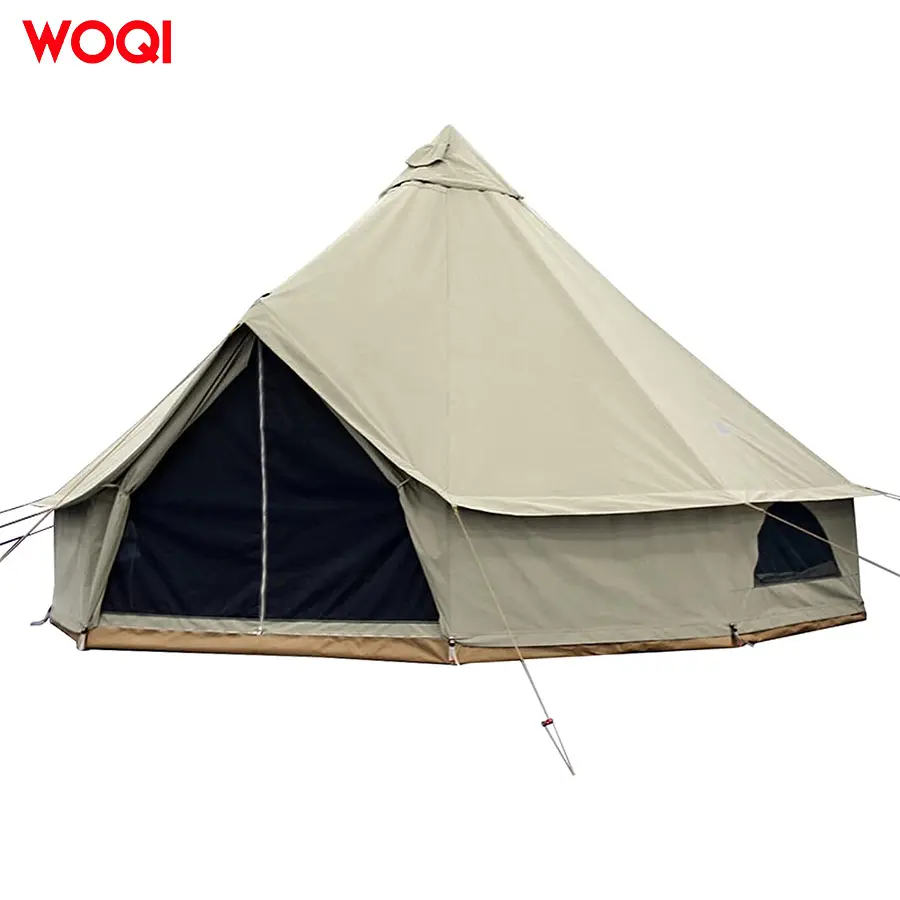 WOQI Tente extérieure robuste en PVC étanche Tente cloche de luxe en toile avec poêle