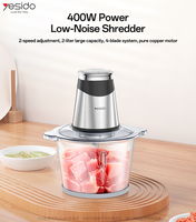 Yesido 400W Mixeur à viande domestique à faible bruit, grande capacité de 2 L, réglage à 2 vitesses, système à 4 lames, EC28