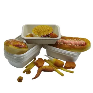 Customizable 10.9\" X 4 Compartment Biodegradable Disposable Tableware Microwave-Resistant Eco-Friendly Food Plates