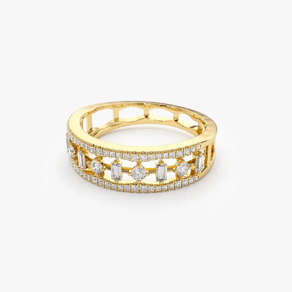 Vlove Diamant Verlovingsring Cadena De Oro 14K 9K 10K 14K 18K Unieke Baguette Diamanten Trouwring Jewelri Diamant