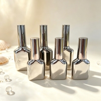 Flacon de vernis à ongles vide en verre de 15 ml, forme unique, électroplaqué, avec bouchon et pinceau