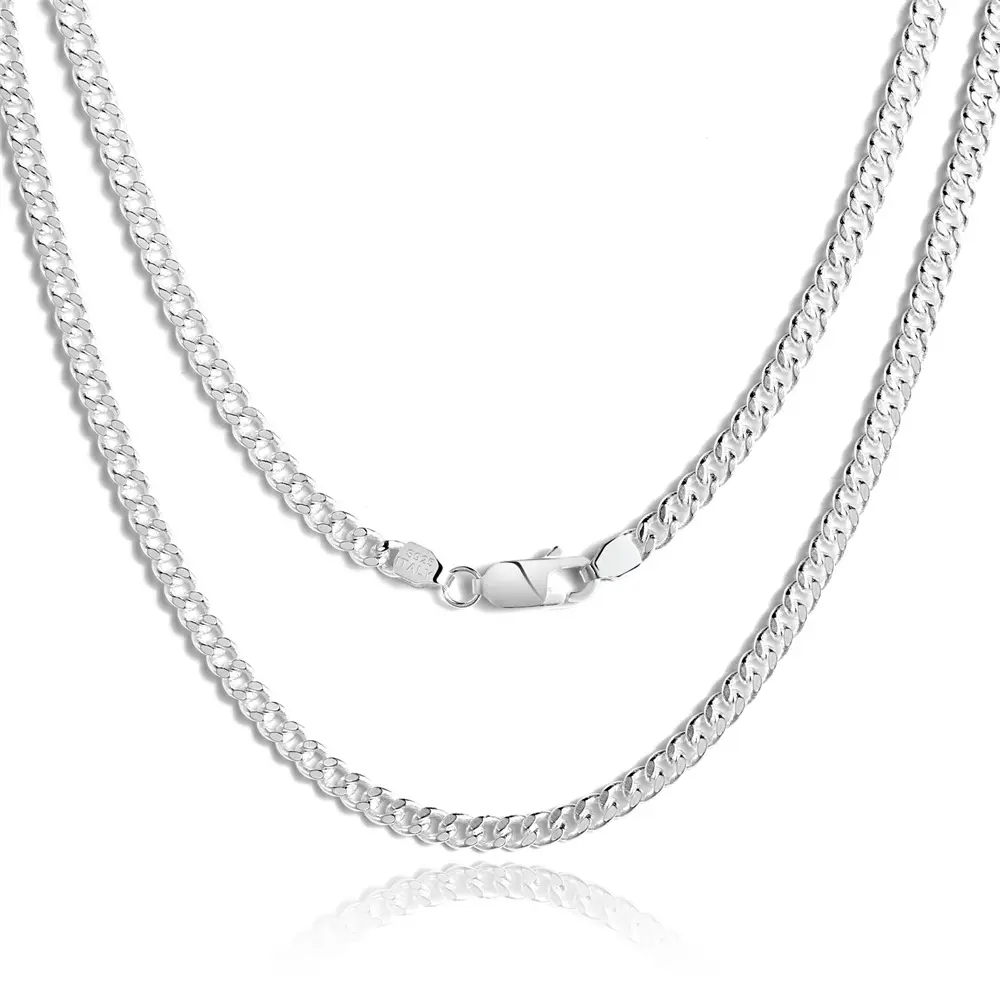 Minimalism 925 Sterling Silver Simple Thickness 3.5mm Cuban Chain Necklace For Men Women