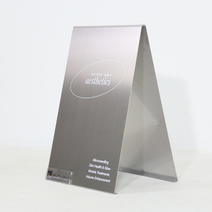 Custom Floor Folding Billboard Vertical Mirror Stainless Steel Display Stand A-<b>Frame</b> Shop Door Standing Plate Custom Sign Board - Product Image 4