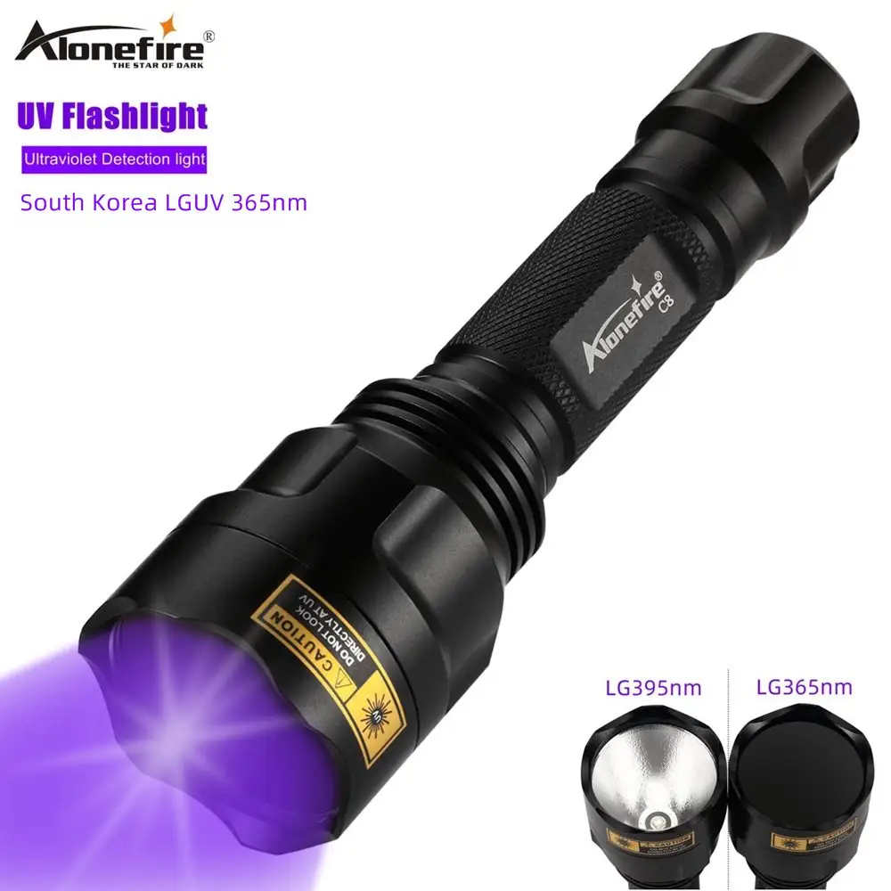 Alone fire C8 LGUV LED Leistungs starke UV-Taschenlampe UV Schwarzlicht 365nm Haustier Urin Detektor Hund Katze Urin Bettwanzen Skorpion