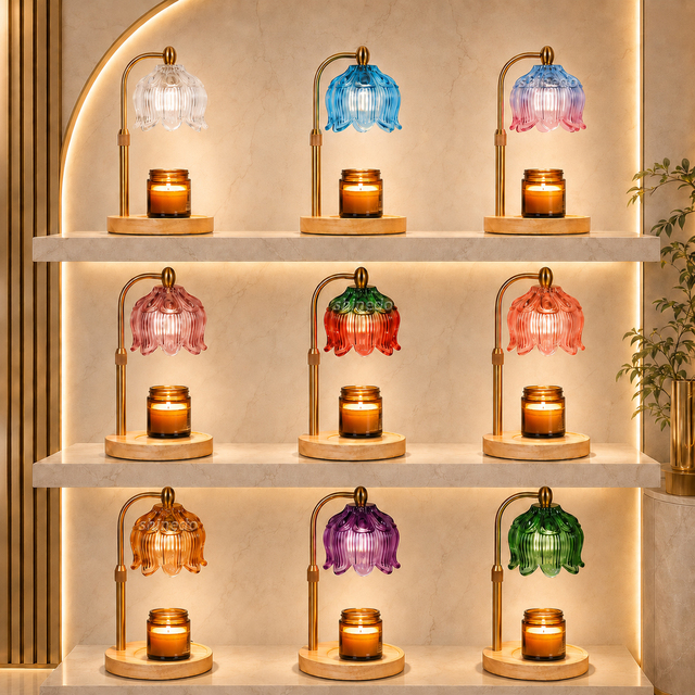 American Style Crystal Wax Melter Lamp Adjustable Height Timer Flame Free Fragrance Diffuser RGB Candle Warmers Lamp