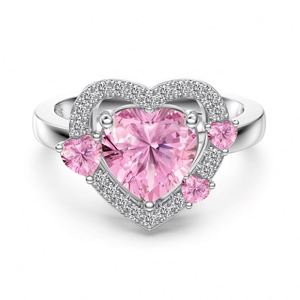 Dylam - Cadeau idéal pour la Saint-Valentin ou un anniversaire - Bague de promesse pour femme en argent 925 avec zircone cubique 5A - Cœur plein d'amour - Product Image 1