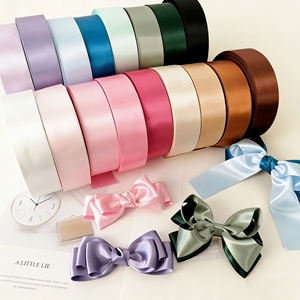 Суперпопулярная атласная лента из 100% полиэстера, 25 ярдов, односторонняя, ширина 4 см (1,5 дюйма), на заказ для упаковки подарков и декора - Product Image 1