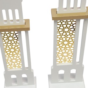 라마단 문 타워 장식 무슬림 이드 아크릴 초승달 타워 나무 모스크 초승달 축제 장식품 - Product Image 4
