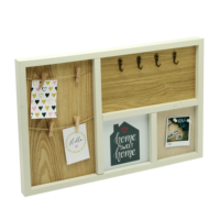 Boîte de rangement multifonctionnelle en bois Fengyuan avec clips, crochets et compartiments de présentation pour la décoration murale