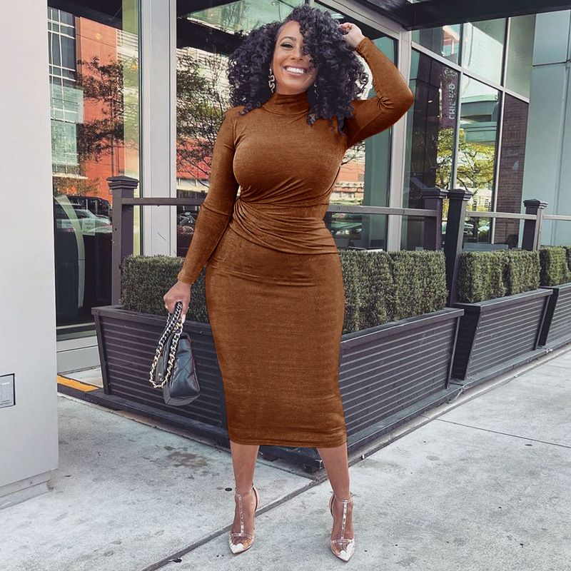 Fall Winter Clothing Ladies Velvet Velour Dresses Plus Size Long Sleeve  Maxi Dress Slim Evening Dresses for Women Lady| Alibaba.com