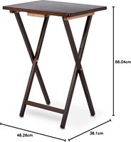 Table de service pliable en bambou de luxe, style classique moderne, lot de 4, avec panneau de rangement pour salon