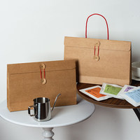 Caja Portátil de Papel Kraft Clásico con Impresión Offset y Logotipo Personalizado, Cierre de Botón, para Café, Té, Pasteles, Tarjetas